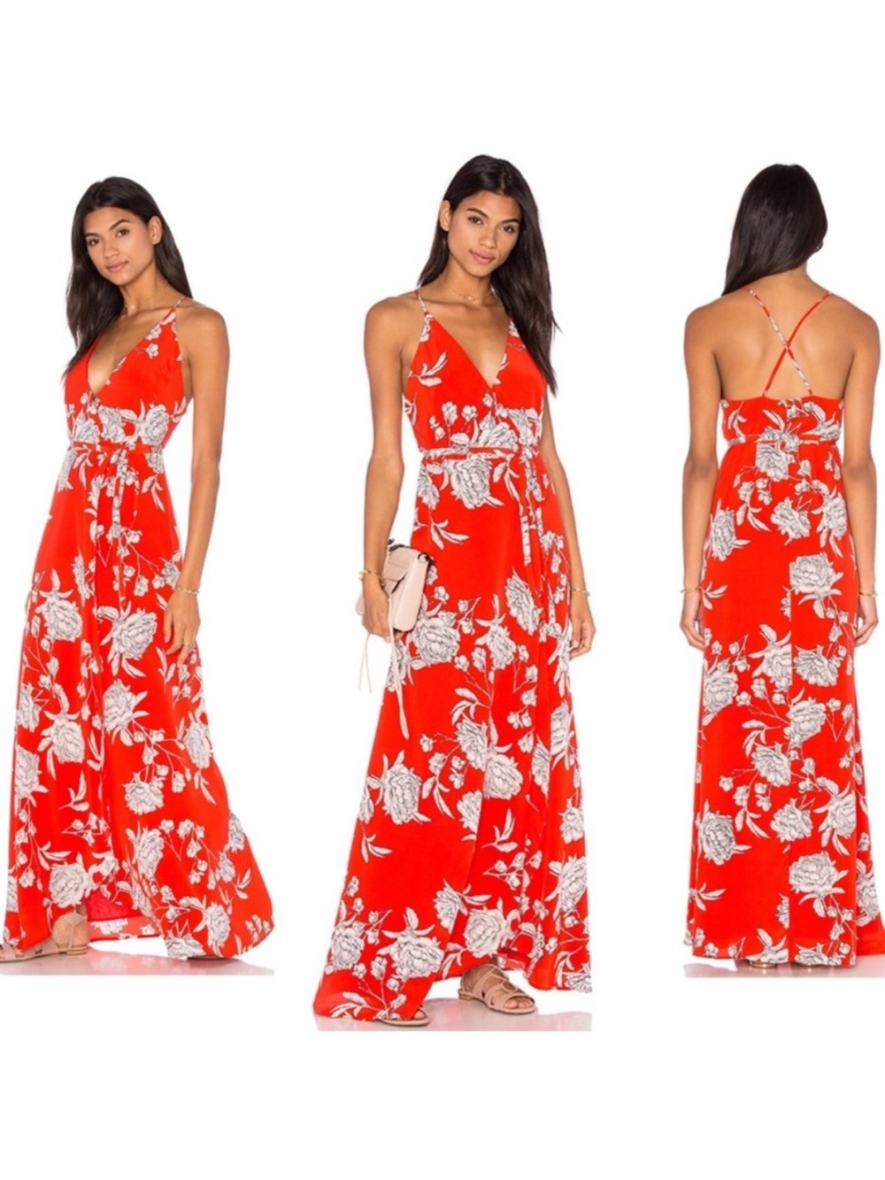 Yumi Kim Rush Hour Maxi Silk Dress Rose Red Small